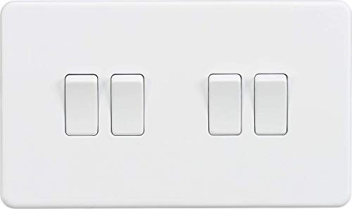 Knightsbridge SF4100MW Screwless 10A 4G 2 Way Switch-Matt White