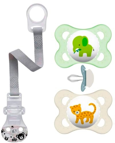 MAM Silikon Original Schnuller 0-6 Mo.Boy - 2er Set - inkl. Sterilisiertransportbox & NIP Schnullerband