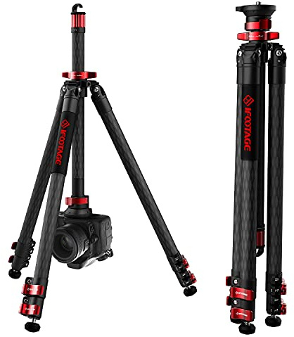IFOOTAGE 65 Inch Carbon Fiber Video Tripod Professional Camera Tripods with 3 Sections with Center Pole, Max Load 8kg