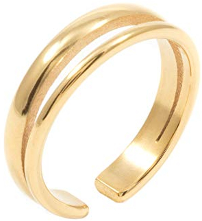 Happiness Boutique Damas Anillo de Banda Doble Bañado en Oro | Anillo Abierto Joyería de Acero Inoxidable
