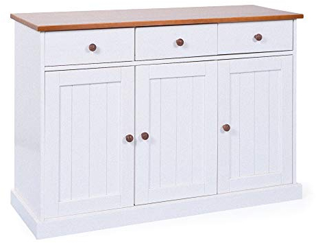 PKline Sideboard Wright Kommode Highboard Wohnzimmer Schrank Massivholz Weiss braun