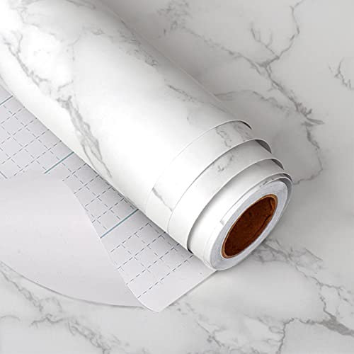 Queiting Marble Wallpaper 45cm x 10m Self Adhesive Contact Paper Waterproof Modern Furniture Stickers for Kitchen Living Room Bedroom