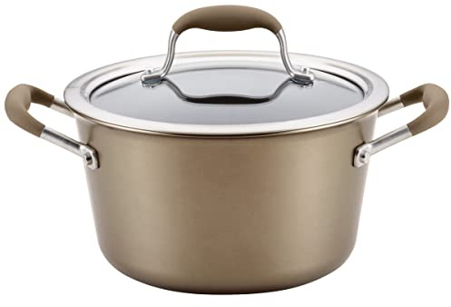 Anolon Advanced Home Hard-Anodized Nonstick Tapered Sauce Pan/Saucepot, 4.5-Quart (Bronze)