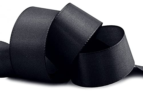finemark 50 m x 40 mm TAFTBAND SCHWARZ Dekoband Geschenkband Stoffband Tischdeko Hochzeit Trauer Schleifenband Visco TAFT Kartengestaltung Basteln
