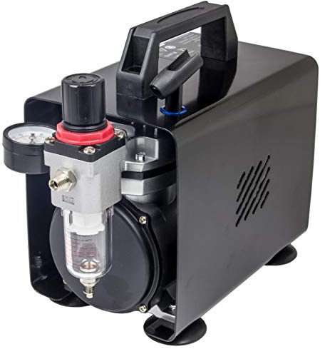 Airbrush Kompressor Saturn AS18B / AS18A kompakt mit Manometer und Druckminderer