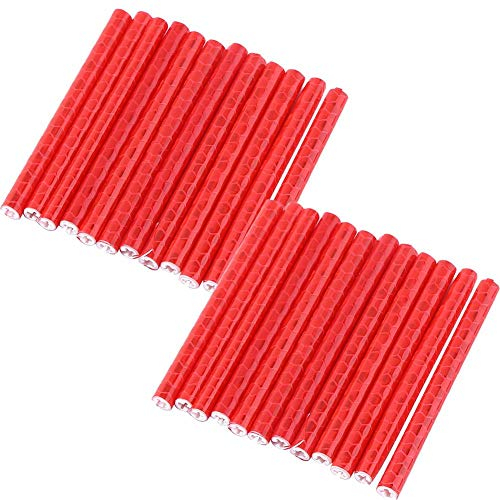 Keenso Fahrrad Speichenreflektoren, 24 Stück 74mm Fahrrad Speichen Reflektierende Streifen Reflektor Clips Warnstreifen (Rot)