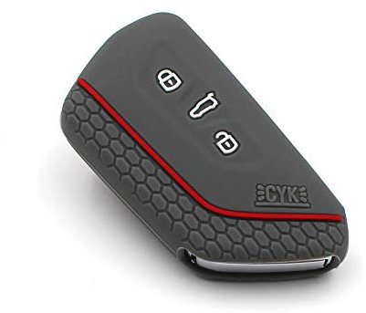 Schlüssel Hülle VF für 3 Tasten Auto Schlüssel Silikon Cover Schlüsselhülle Etui Schutzhülle (Aschgrau Rot)