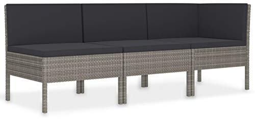 Tidyard 3-tlg.Garten-Lounge-Set Gartenmöbel-Set Gartenset Mobel Sofagarnitur Gartensofa Gartengarnitur Sitzgruppe Sitzgarnitur Mit Sofa-Eckelelement,Sofa-Mittelteil,Sitzpolster,Rückenkissen