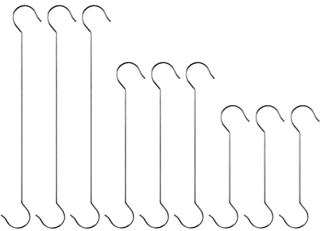 INCREWAY - Ganci a S lunghi in acciaio INOX, 9 ganci a S extra large in 3 diverse dimensioni, multiuso per utensili da cucina, pentole (19,8 cm, 30 cm, 39,9 cm)