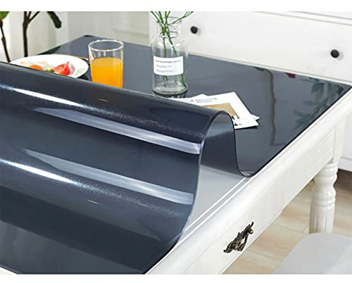 PVC-tischschutz,Transparent Schwarz Grundschüler Schreibtisch Tischfolie Schutzfolie Folie Wasserdicht Lernen Tischset Schreiben Tischdecke (Dicke:2mm,Größe:90x240cm/35.4x94.5in)