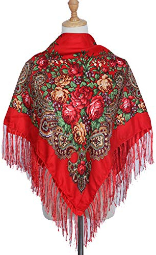 guaizhou Russische quadratische Schals, ukrainische Kopftücher, muslimische Hijab-Wickeltuch, Kopfbedeckung, Turban-Tops mit Quasten