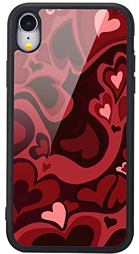 MAYCARI Aesthetic Cute Red Heart Printed Cases for iPhone 7/8/SE 2020,Cute Slim Soft TPU Hard Back Shatter-Resistant Shockproof Anti-Fall Protective Girly Painting Art Cover Case for Girls Women