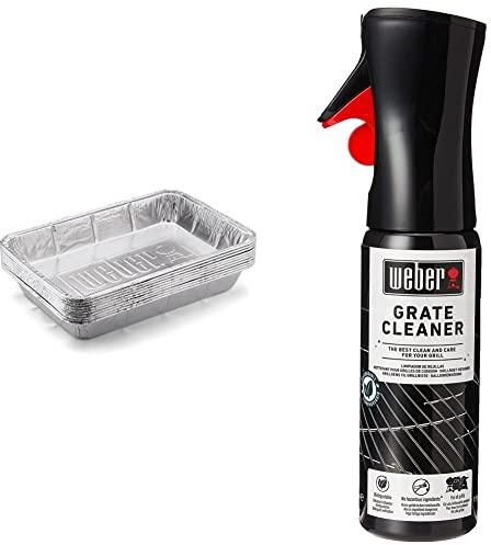 Weber Drip Pans 10-Piece, Large 28 x 18 x 5 cm & 17875 Grate Cleaner, Black, 5.0 cm*25.0 cm*8.0 cm