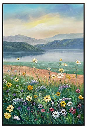 tymhrs Acrylbild,Goldfolien-Lilien-Blumen-Malerei, Handgemalte Ölgemälde Auf Leinwand, Dick STR