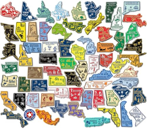 North America Komplettes Magnet-Set von Classic Magnets, 66 Stück Vintage Rubber State & Province Magnete, Sammlerstück, Souvenirs, Made in USA