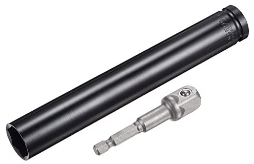 sourcing map 1/2 Drive Socket Accessory Set, 22mm Deep 6-Point Impact Socket 8 Length and 1/4 Hex Shank Adapter