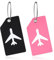 Lot de 2 étiquettes de bagage en silicone avec étiquette d'adresse, étiquette d'identification, étiquette de voyage, pour identifier rapidement les bagages, les valises de voyage (noir et rose)