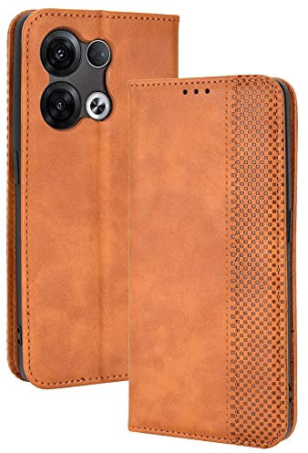 HAOYE Coque pour Oppo Reno8 (Reno 8) 5G, Cuir Etui Premium PU + TPU Housse Folio Flip Case, Cover Portefeuille ave ID Carte de Crédit Slot Fermeture Magnétique, Brown
