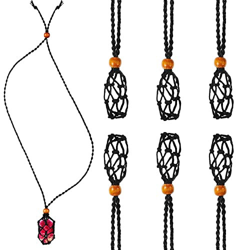 T-Miles 6 PCS Crystal Necklace Cord Empty Stone Holder Empty Necklace Holder Quartz Crystal Stone Necklace Cord with Adjustable Length for DIY Jewelry Making Accessories