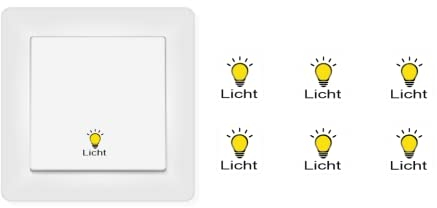 generic Schalter Aufkleber 6 Stück Lichtaufkleber mit Beschriftung Licht Sticker mit Schriftzug (RP39) (14 mm)