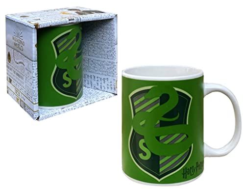 Taza de cerámica Harry Potter, Hogwarts, taza de 350 ml (Slytherde)
