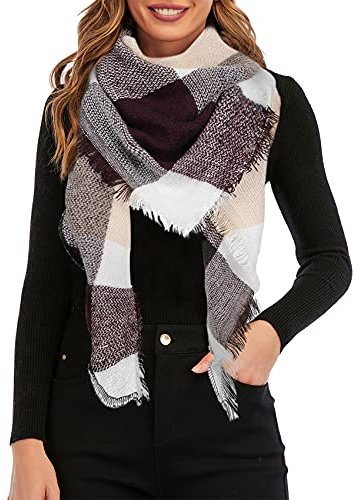Durio Halstuch Tuch Dreieckstuch Damen Herbstschal Dünn Schal Weich Deckenschal Tuch Elegant Mit Fransen B23-Beige Einheitsgröße