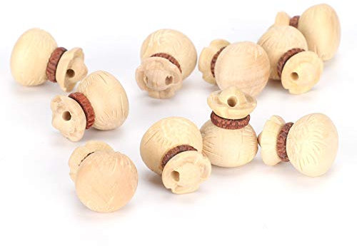 Adornos Tallados en Madera, Suministros Hechos a Mano para Bricolaje, 10 Piezas de Accesorios para Tallar Madera de Boj, 10 Piezas de Regalo de Bolsa de la Suerte para Bolsas de Dinero, Colgantes,