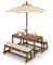 COSTWAY Table de Pique-Nique pour Enfants avec Parasol Réglable, Salon de Jardin en Bois pour Enfants avec Coussins, Table d’Activités Extérieures Intérieures, 89 x 44 x 50 cm (Marron)