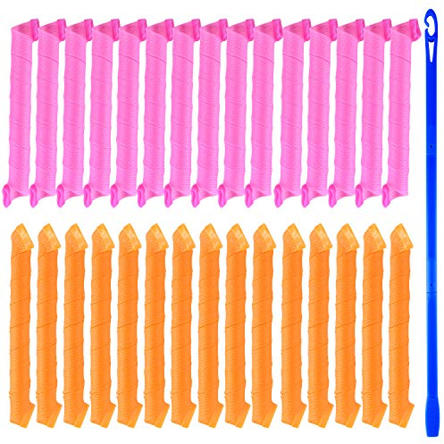 Eowppue Locken ohne Hitze: 30 STK 30CM Haarrolle Set für große Locken, DIY Wave Styling Kit für welliges Haar, mit 55CM Styling-Haken