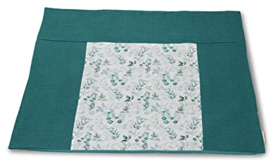 ULLENBOOM Wickelauflagenbezug 75x85 cm Eukalyptus-Petrol (Made in EU) - abnehmbarer Bezug für Wickelauflage 85x75, Baby Überzug für Wickelunterlage aus Baumwolle, Wickelbezug für Wickeltisch