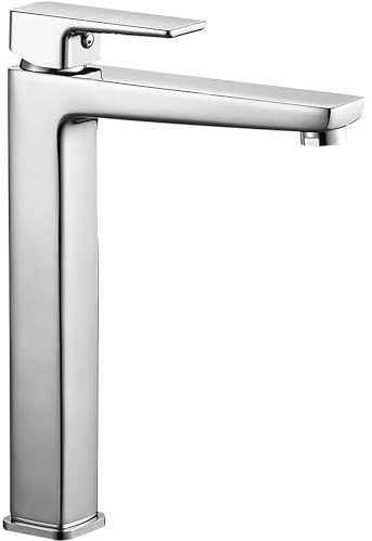 Rea Waschtischarmatur ORIX CHROM HIGH Wasserhahn Bad Badarmatur aus Messing Armatur für Waschbecken Badezimmer Mischbatterie Waschbecken Einhebel (Chrom)