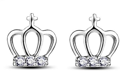 Bellitia Jewelry Damen Krönchen Ohrstecker Ohrringe Ohrschmuck Krone Prinzessin Geschenke mit Glänzend CZ Diamant aus Sterling Silber 925