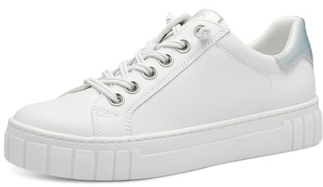 MARCO TOZZI Damen Sneaker flach mit Schnürsenkeln Vegan, Weiß (White comb), 38 EU