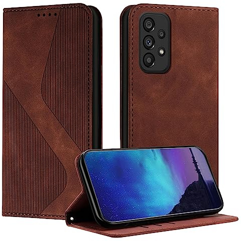 Fatcatparadise Kompatibel mit Samsung Galaxy A72 4G/5G Hülle, Handyhülle für Samsung A72 4G/5G, PU Leder Flip Klappbare Wallet Magnet Case Handytasche Klapphülle Schutzhülle Hülle Holster (Braun)