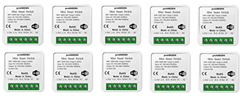 proAMEDEN Smart Switch Wifi HomeKit 16A [10/un] Mini Smart Switch Wifi, Modulo interruttore, App CozyLife funziona con Controllo vocale Siri, compatibile con Alexa, Google Home.