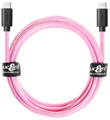JuicEBitz Phone Charger Cable, USB C to USB C Cable 1.5m, USB Cable, 480mbps, Fast Charger USB C Compatible with Samsung Galaxy, Google Pixel, iPad, LG, Huawei, iPhone 15 + More, Pink