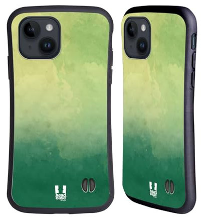 Head Case Designs Verde Aquarello Sfumato Custodia Cover Ibrida Compatibile con Apple iPhone 15