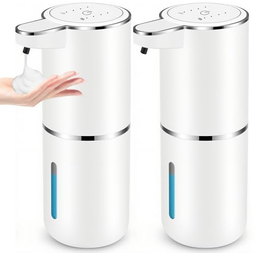 2 Pack Automatic Soap Dispensers,12.8oz/380ml USB Touchless Automatic Foaming Soap Dispenser,Rechargeabled Wall Mounted Smart Soap Dispenser for Bathroom Kitchen Dish Soap
