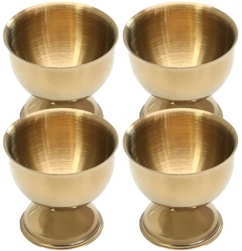 Bonsicoky 4 portauova dorati, portauova in acciaio inox, vassoio per uova, utensile da cucina per uova sode e morbide