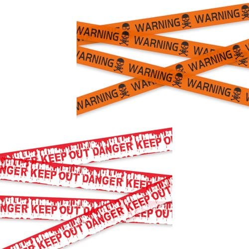 2Piezas Cinta de Advertencia de Peligro,Cinta de Advertencia de Halloween,9.1m Cinta de Advertencia No Adhesiva,Cinta de Seguridad para Áreas de Peligro,Halloween Decoracion,para Jardines,Paredes