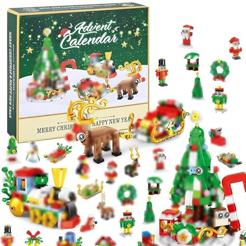 YongSral Weihnachten Adventskalender 2024, Adventskalender Bausteine, 24 Schachteln Adventskalender Weihnachts-Bausatz, Adventskalender 2024 Kinderspielzeug, Geschenk für Jungen, Mädchen
