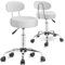 Casaria® Rollhocker mit Lehne Höhenverstellbar 2er Set 360°C Drehbar 46-60cm Sitzhöhe 10cm Polsterung Küche Büro Drehhocker Arbeitshocker Hocker Weiß