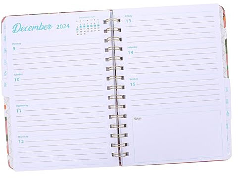 FOMIYES Akademischer Jahresplaner 2024–2025 Wochen-/monatsplan Notizbuch Blumeneinband Spiralbindung für Studenten Büroangestellte Familien