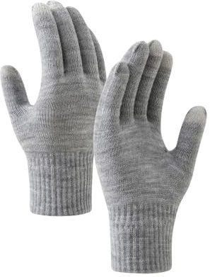 Damen-Fäustlinge mit Touchscreen, Thermo-Strick-Fleece, für Herren und Damen, modisch, Radfahren und Skifahren, Fitness, warm, Sport, gestrickte Wollhandschuhe, Fäustlinge mit Tasche (grau,