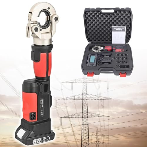 CXQC Pince à sertir hydraulique Rechargeable, Pince à sertir Les bornes en cuivre et Aluminium, kit d'outils pour câbles et Fils de bornes électriques, Gamme 16-300 mm2