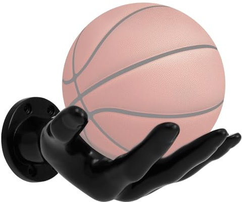 Hand Shaped Ball Rack for Home Wall Mounted Basketball Storage Rack Easy Installation Space Saving Sports Ball Holder Unique Hand Sculpture Ball Holder for Basketball Football (1PC Black)