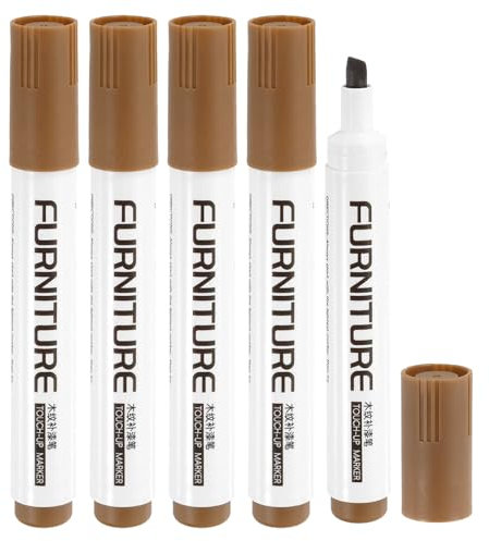 sourcing map Furniture Markers Touch Up, 5pcs Furniture Repair Kit Wood Filler Sticks Wood Markers for Scratches Wooden Floor Table Cabinet Laminate Frames, Rusted Brown