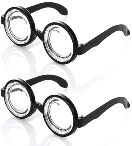OUDQFCJ Nerd Brille Schwarz - Lustiges Hornbrille ohne Stärke - Kostüm Accessoire für Oma, Streber, Verrückter Professor oder Wissenschaftler