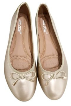 Women’s Flat Ballet Pumps Ladies Slip On Ballerina Dolly Shoes Work School Wedding Everyday Comfortable Bridal Flats Sizes 3 to 8 (Gold, UK Footwear Size System, Adult, Women, Numeric, Medium, 5)