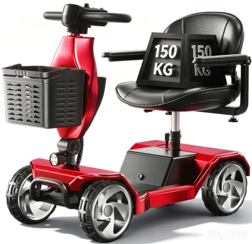 IQIRAF Foldable Mobility Scooters for Seniors, Black Powered Electric Wheelchair, 4 Wheel Lightweight Mobility Scooters for Adults, Mobility Scooter with Seat, Folding Travel Motorized Scooter